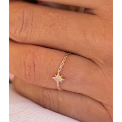 Bague chaînette étoile zircons