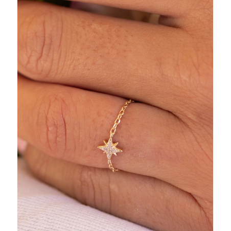 Bague chaînette étoile zircons