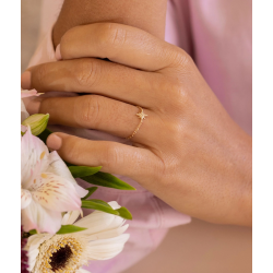 Bague chaînette étoile zircons