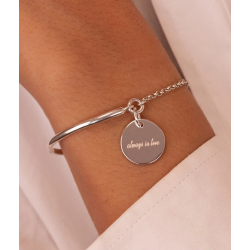Bracelet demi jonc chaînette médaille